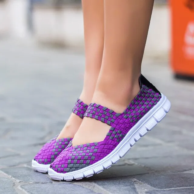 GS Comfort Plus  | Trendy platte geweven othopedische damesschoenen voor de zomer