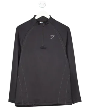 gymshark Black 1/4 Zip Long Sleeve Top UK M