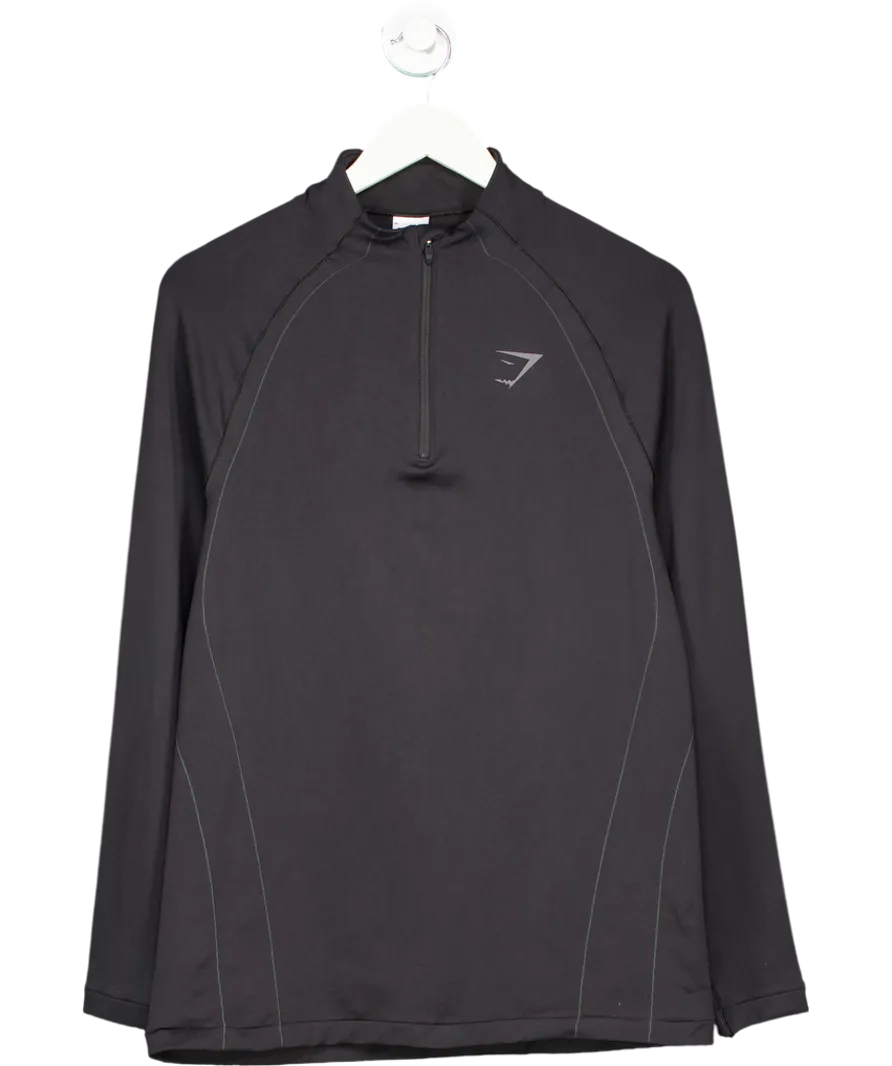 gymshark Black 1/4 Zip Long Sleeve Top UK M