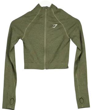 gymshark Green Vital Seamless 2.0 Midi Zip Up Jacket UK S