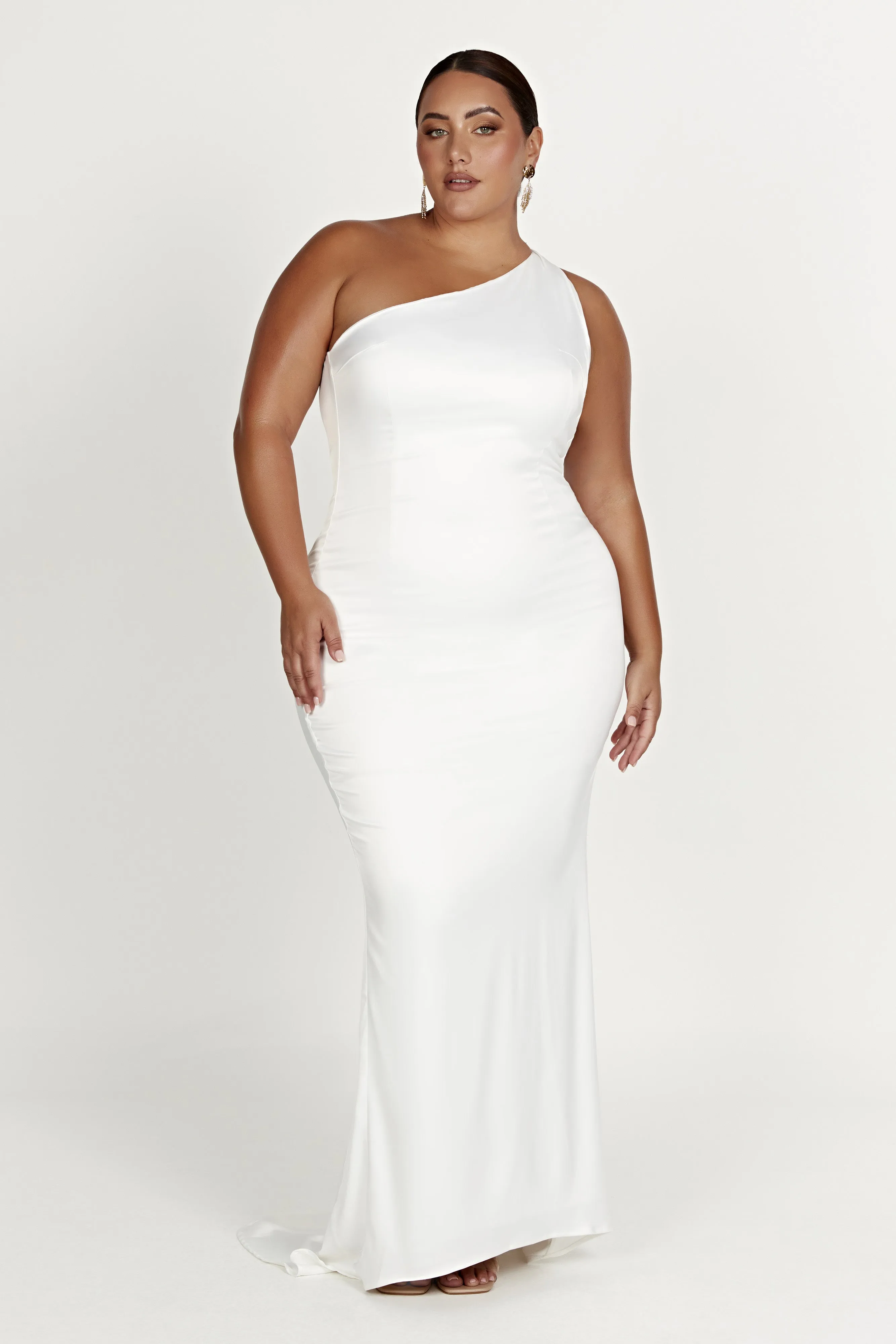 Harper One Shoulder Gown - White