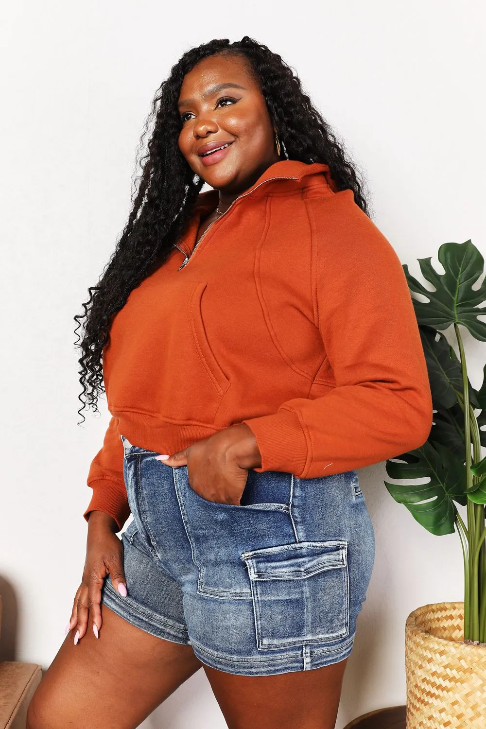 Hazel Blues® |  Double Take Half-Zip Long Sleeve Hoodie