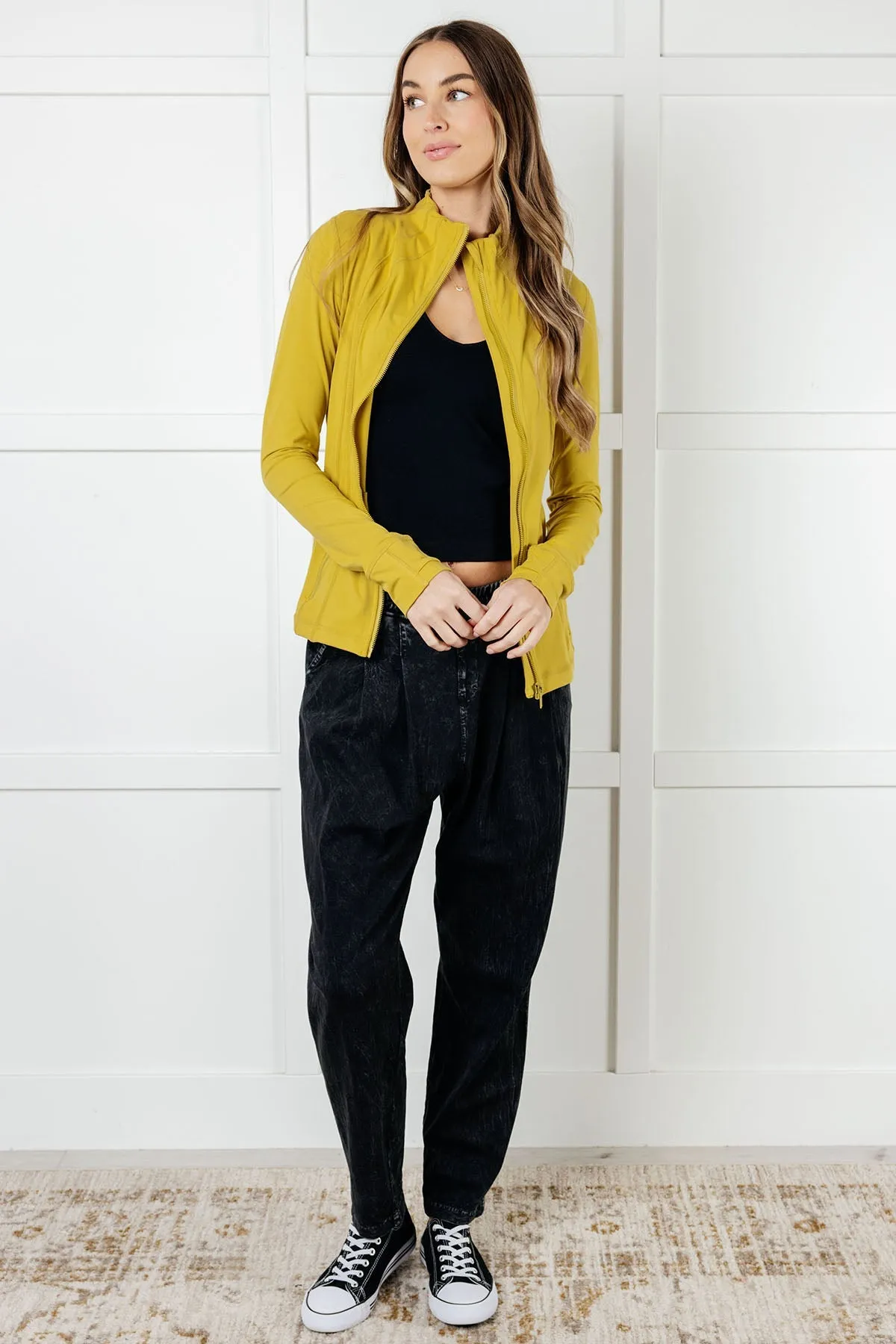 Hazel Blues® |  Staying Swift Activewear Jacket in Yellow Pear
