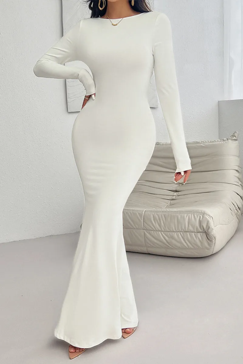 HBR1097 Elegant Long Sleeve Maxi Dress