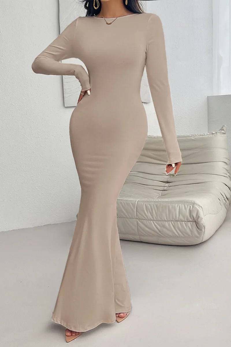 HBR1097 Elegant Long Sleeve Maxi Dress