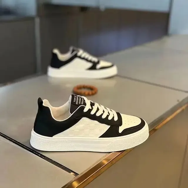 Herren-Cricket-Schuhe 2024 Herbst Neue Atmungsaktive Panda-Farbe Leder Freizeitschuhe Weiß Schuhe Trendy Schuhe