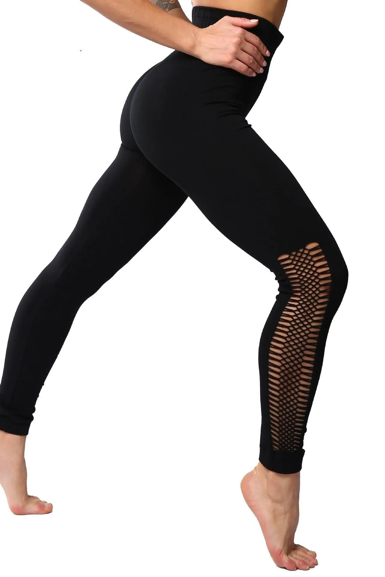 Hollow Hip-Lifting Knitted Tights Yoga Leggings