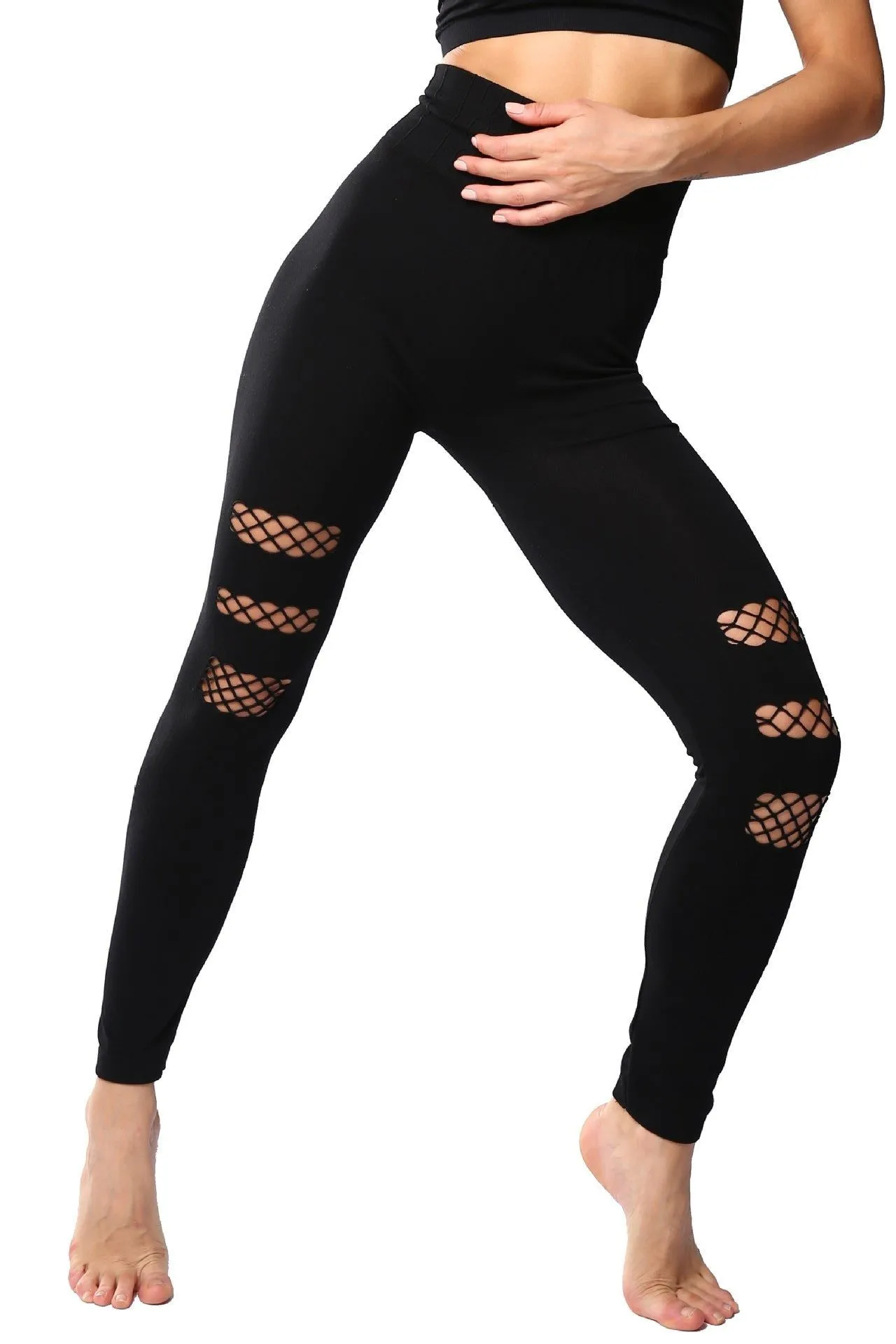 Hollow Hip-Lifting Knitted Tights Yoga Leggings