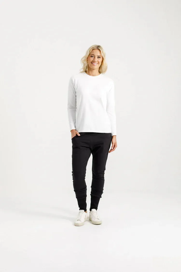 Home-lee Winter Weight Apartment Pants - Black with Black X Outline