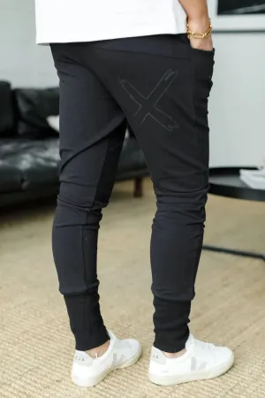 Home-lee Winter Weight Apartment Pants - Black with Black X Outline