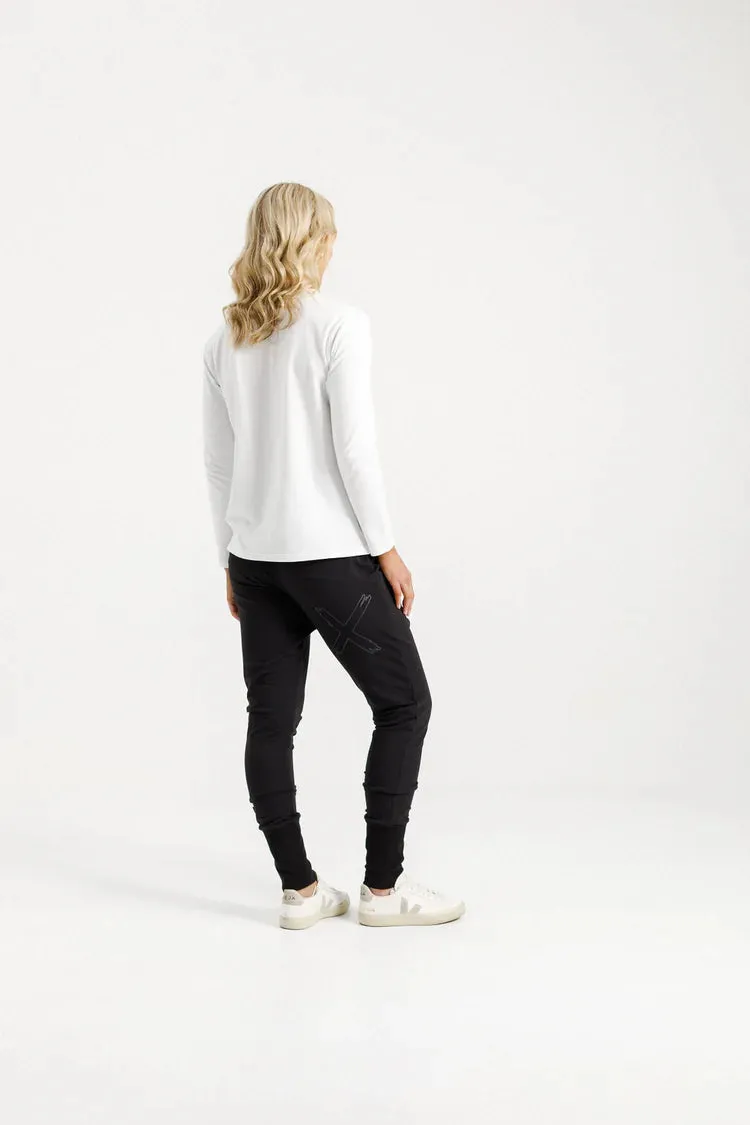 Home-lee Winter Weight Apartment Pants - Black with Black X Outline