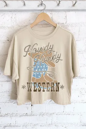 Howdy Western Graphic Crop Top