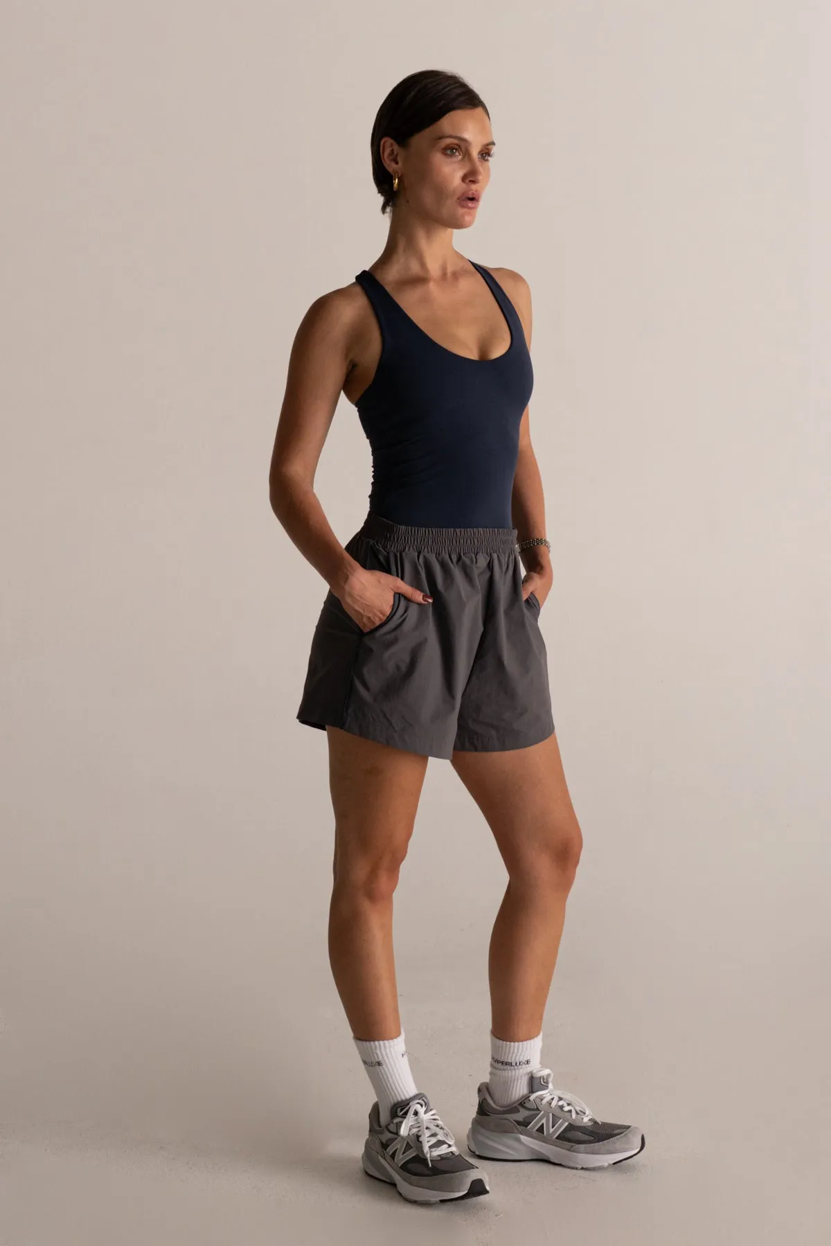 HyperLuxe Field Shorts- Charcoal/ Navy