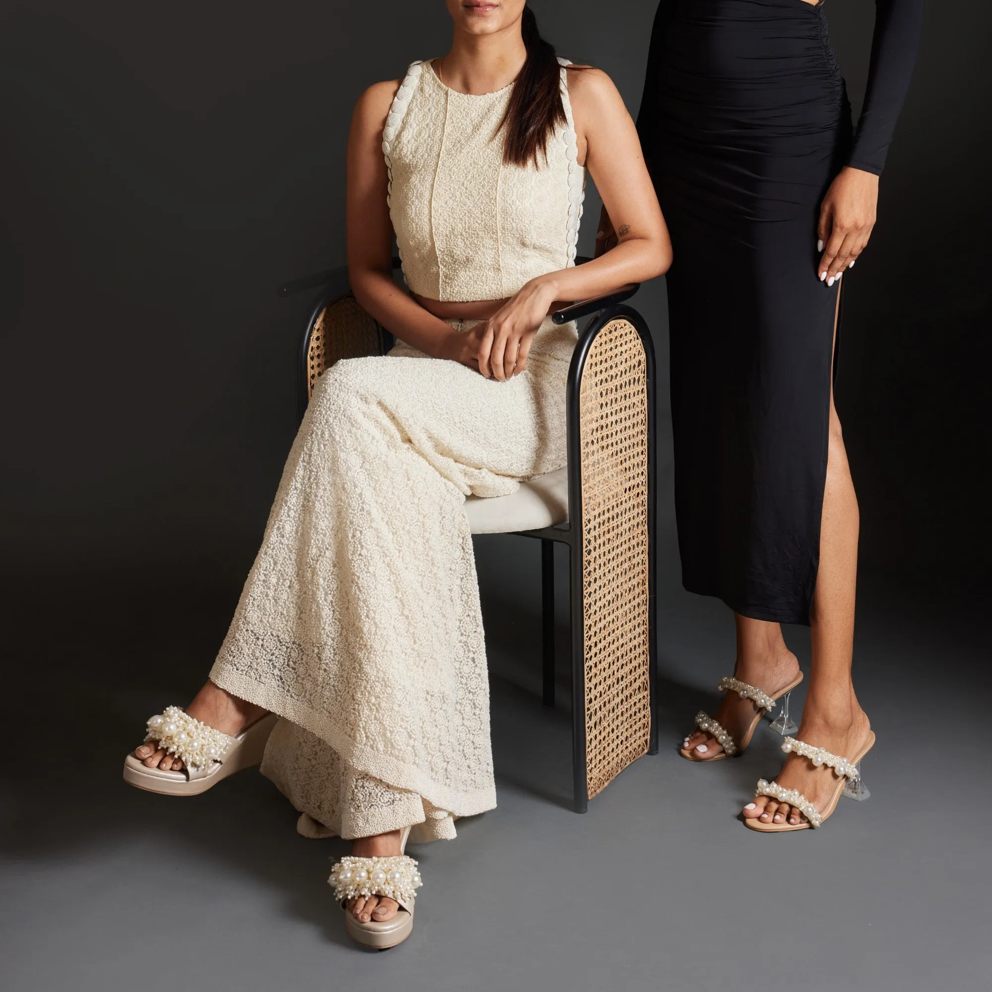 Iconic Dual Pearl Heels - Cream
