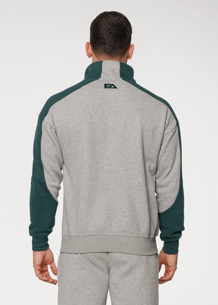 Iconic Retro ¼ Zip - Grey-Green