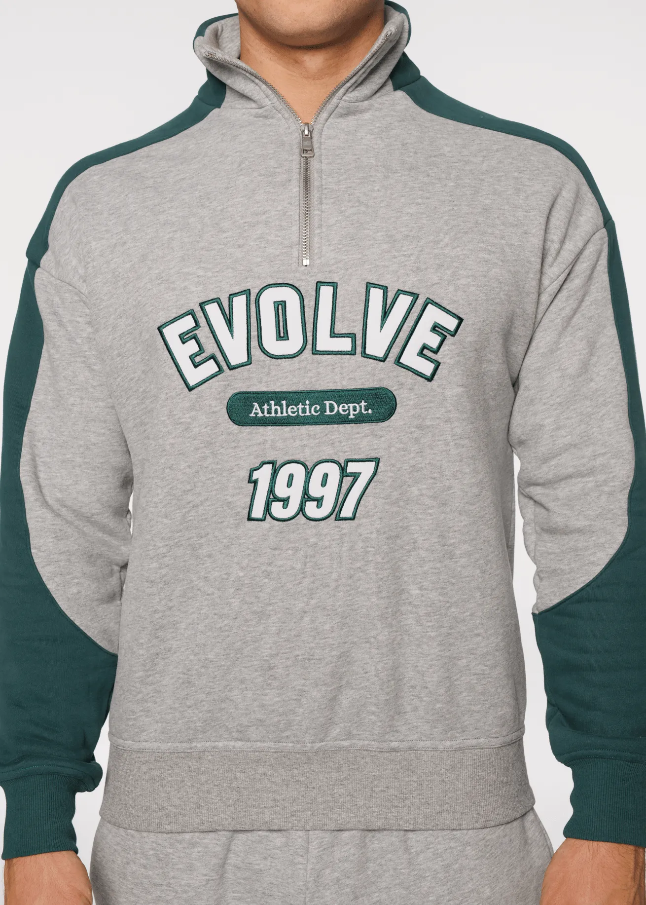 Iconic Retro ¼ Zip - Grey-Green
