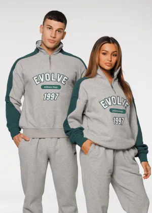 Iconic Retro ¼ Zip - Grey-Green