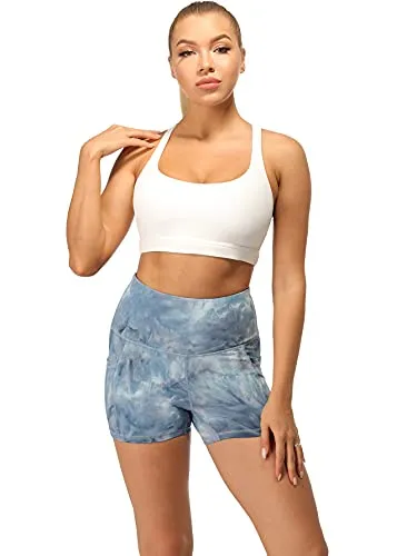 icyzone Sports Bras for Women - Activewear Strappy Padded Workout Yoga Tops Bra Off White