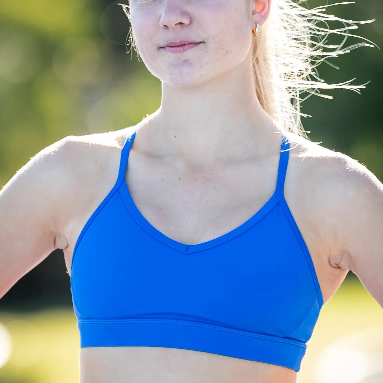 IMPI V-neck Running Bra Top - Cobalt