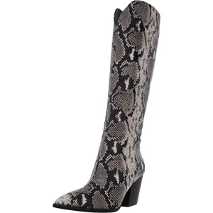 INC Womens Beige Animal Print Pointed Toe Block Heel Zip-Up Dress Western Boot 7.5