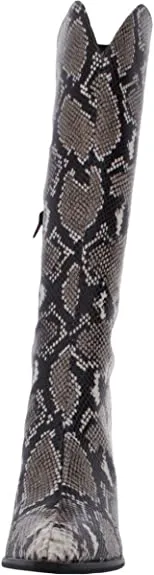INC Womens Beige Animal Print Pointed Toe Block Heel Zip-Up Dress Western Boot 7.5