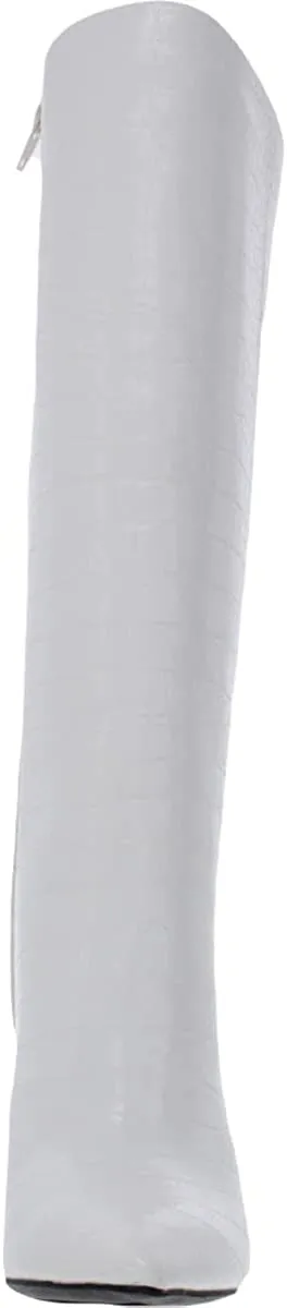 INC Womens Paiton Faux Leather Knee-High Boots White 8.5 Medium (B,M)