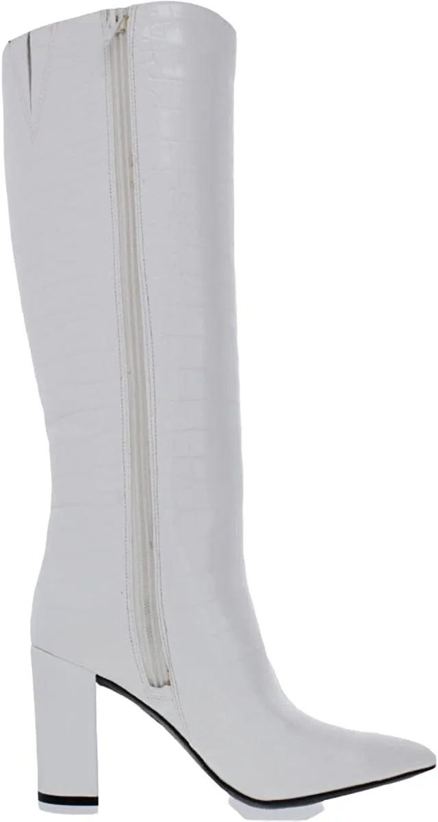 INC Womens Paiton Faux Leather Knee-High Boots White 8.5 Medium (B,M)