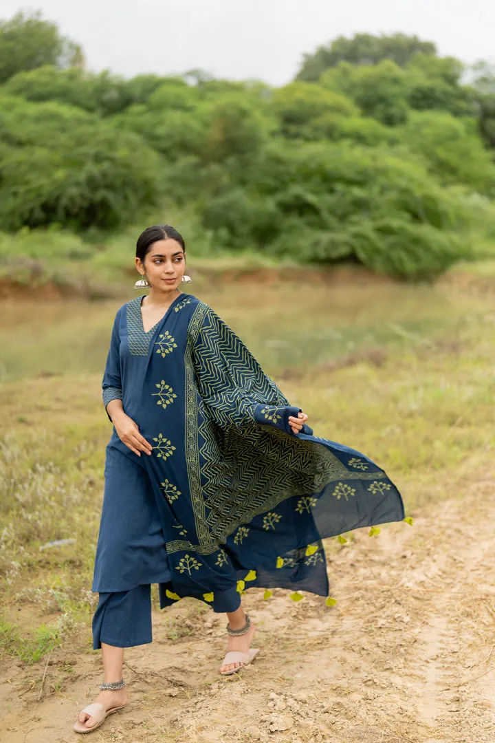 Indigo Blue Kurta Set with Dupatta