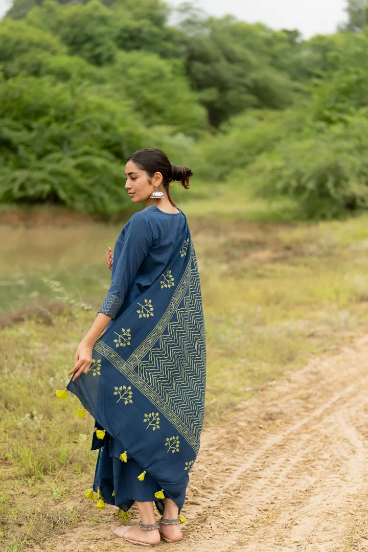 Indigo Blue Kurta Set with Dupatta