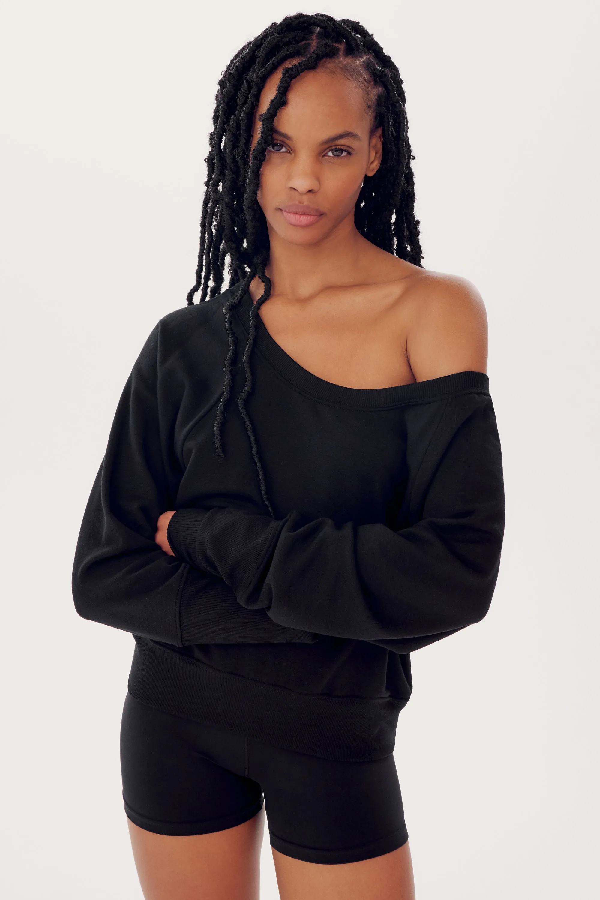 Indy Dolman Fleece Sweatshirt - Black