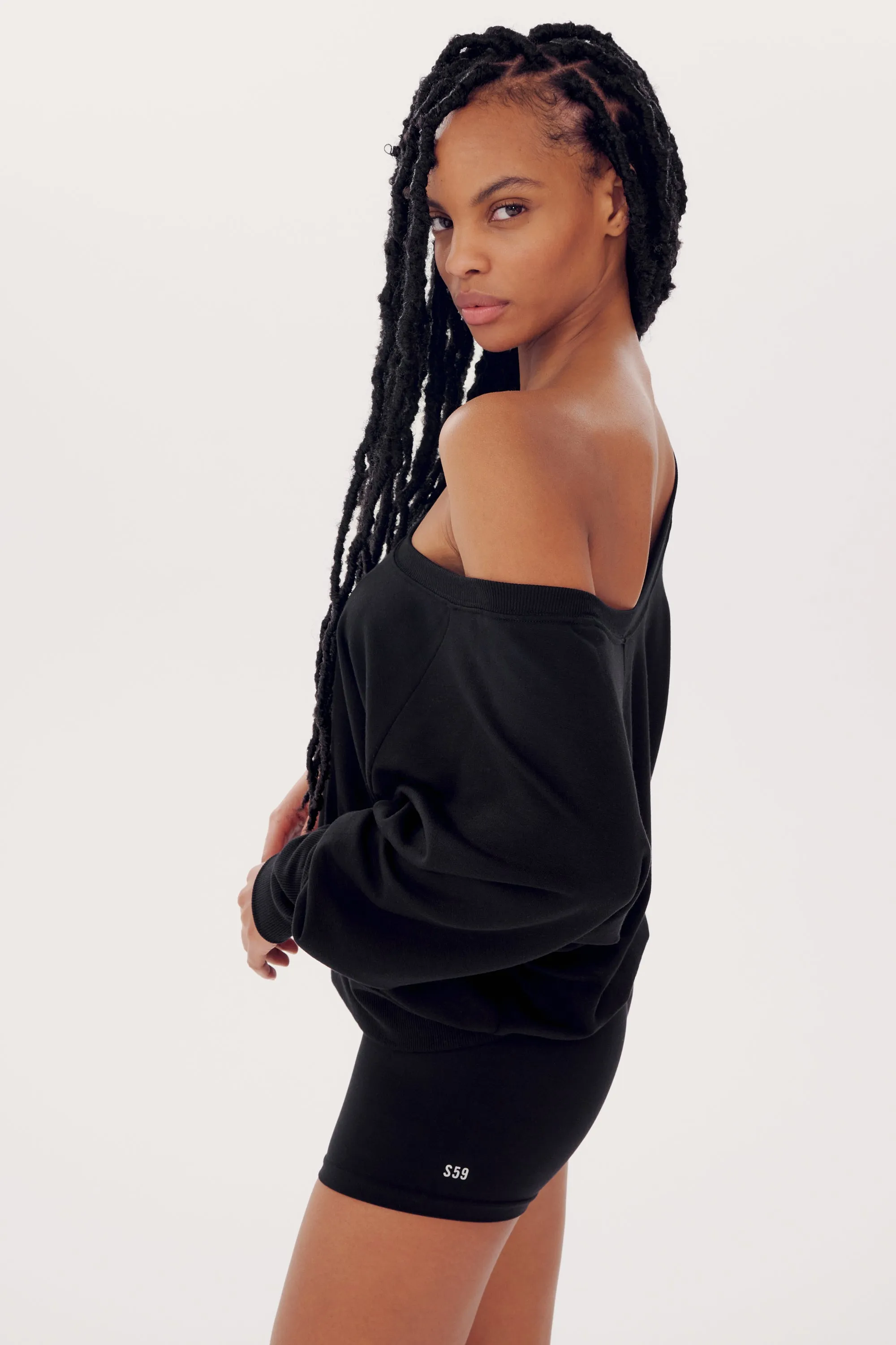 Indy Dolman Fleece Sweatshirt - Black