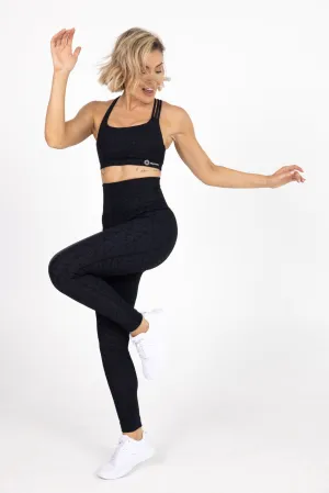 invisiSweat Black Leopard 3 Strap Detail Crop