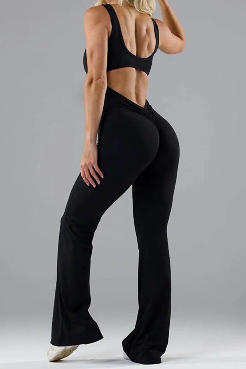 JK621 Sporty Flare Pants Jumpsuit