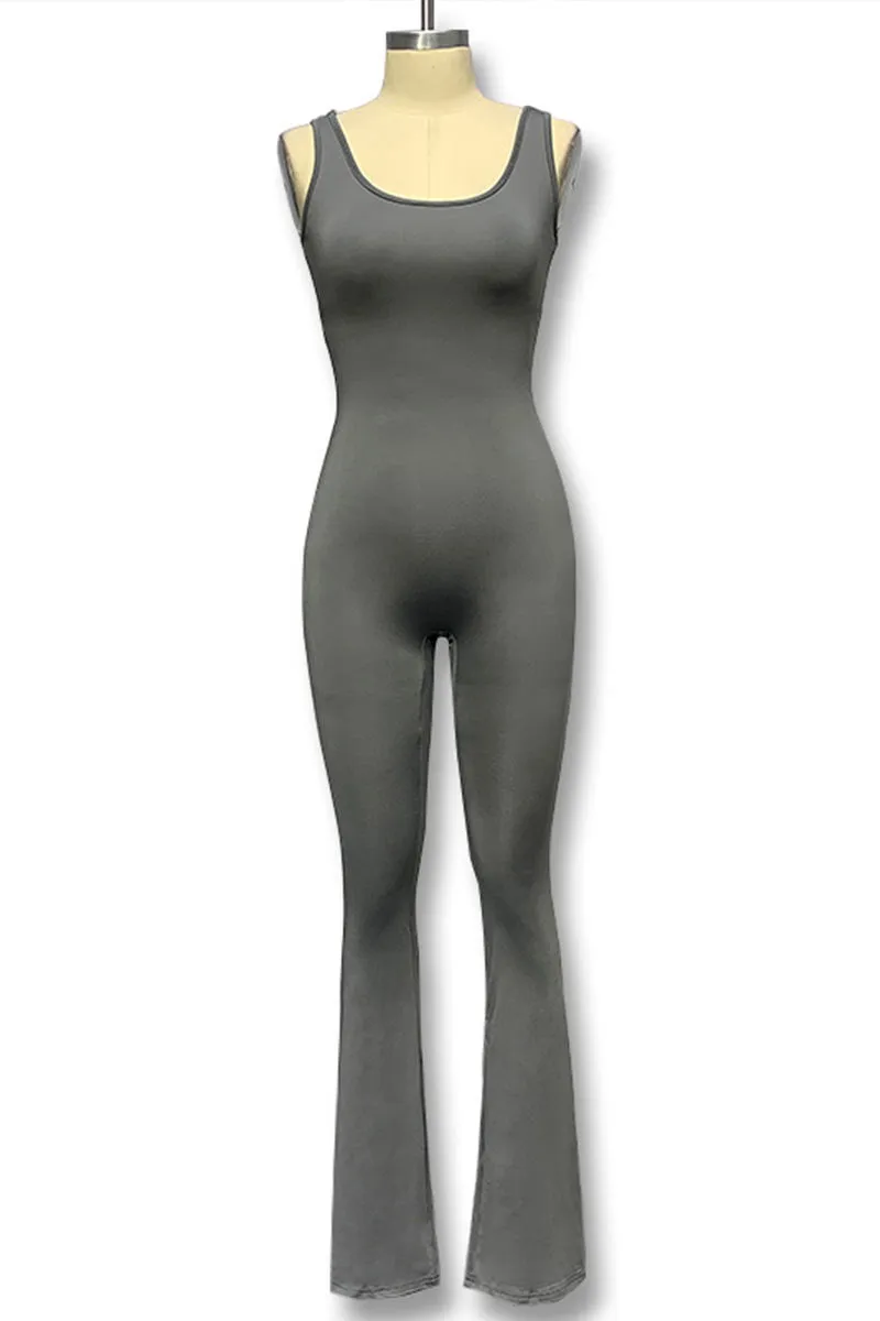JK621 Sporty Flare Pants Jumpsuit