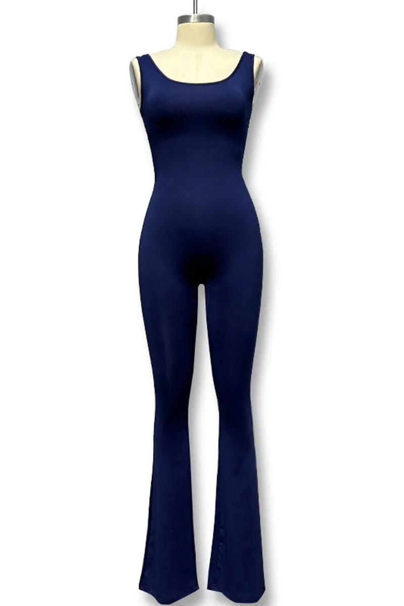 JK621 Sporty Flare Pants Jumpsuit