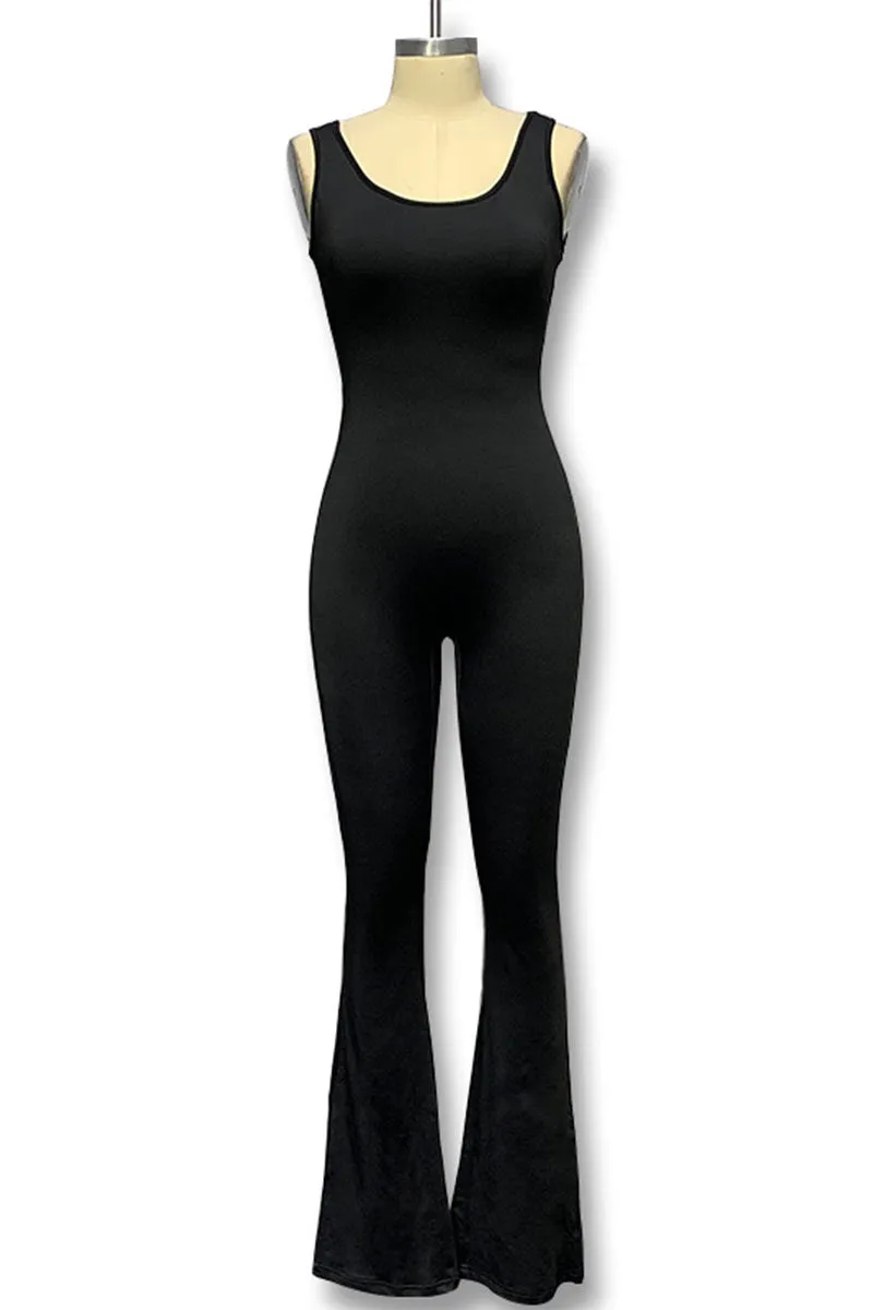 JK621 Sporty Flare Pants Jumpsuit