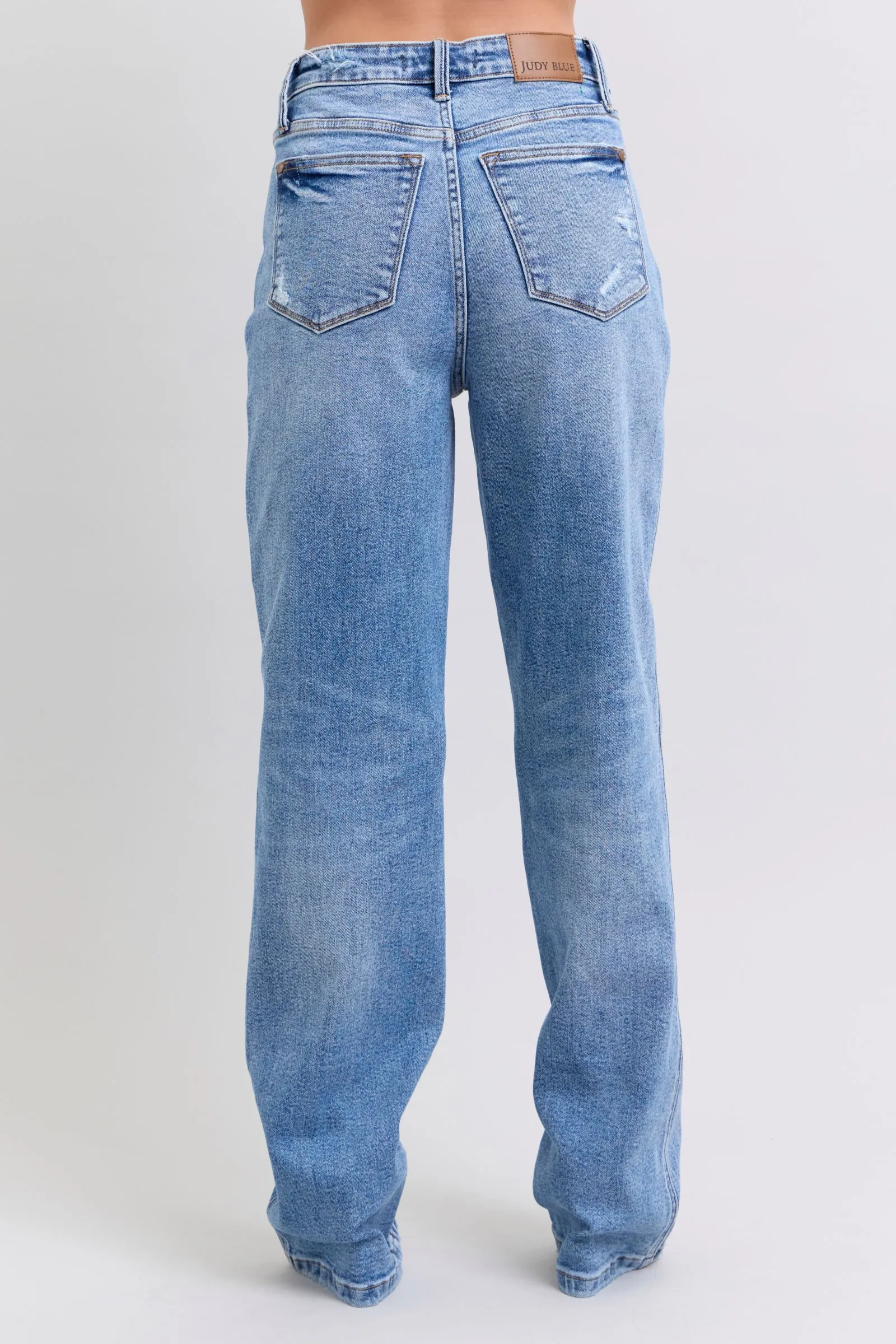 Judy Blue “Emerson” HW Criss-Cross Rigid Magic Dad Jean