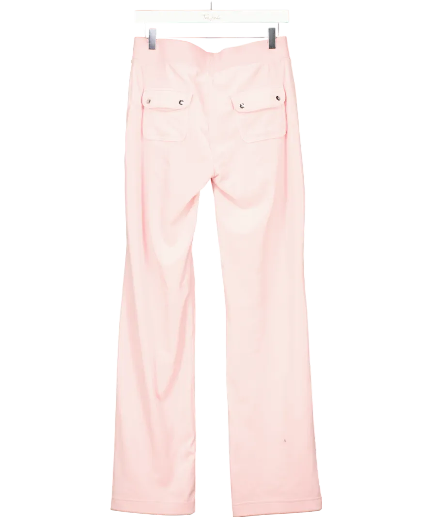 Juicy Couture Juicy Pink Low Rise Flare Classic Velour Track Pant UK M