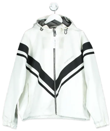 KHRISJOY Multicoloured Cream Jacket With Black Diagonal Stripes UK M