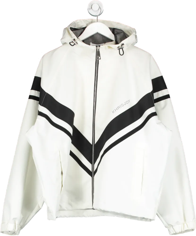 KHRISJOY Multicoloured Cream Jacket With Black Diagonal Stripes UK M