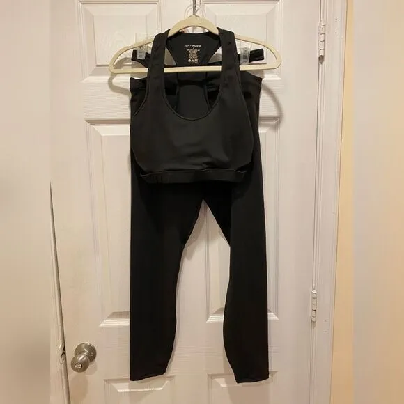 LA IMAGE  Black Top &amp; Bottom workout set, sz L, Women's, black NWOT.
