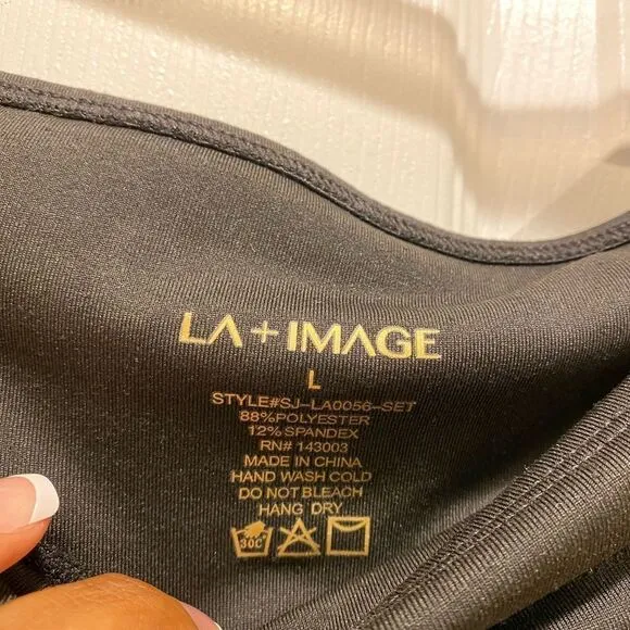 LA IMAGE  Black Top &amp; Bottom workout set, sz L, Women's, black NWOT.