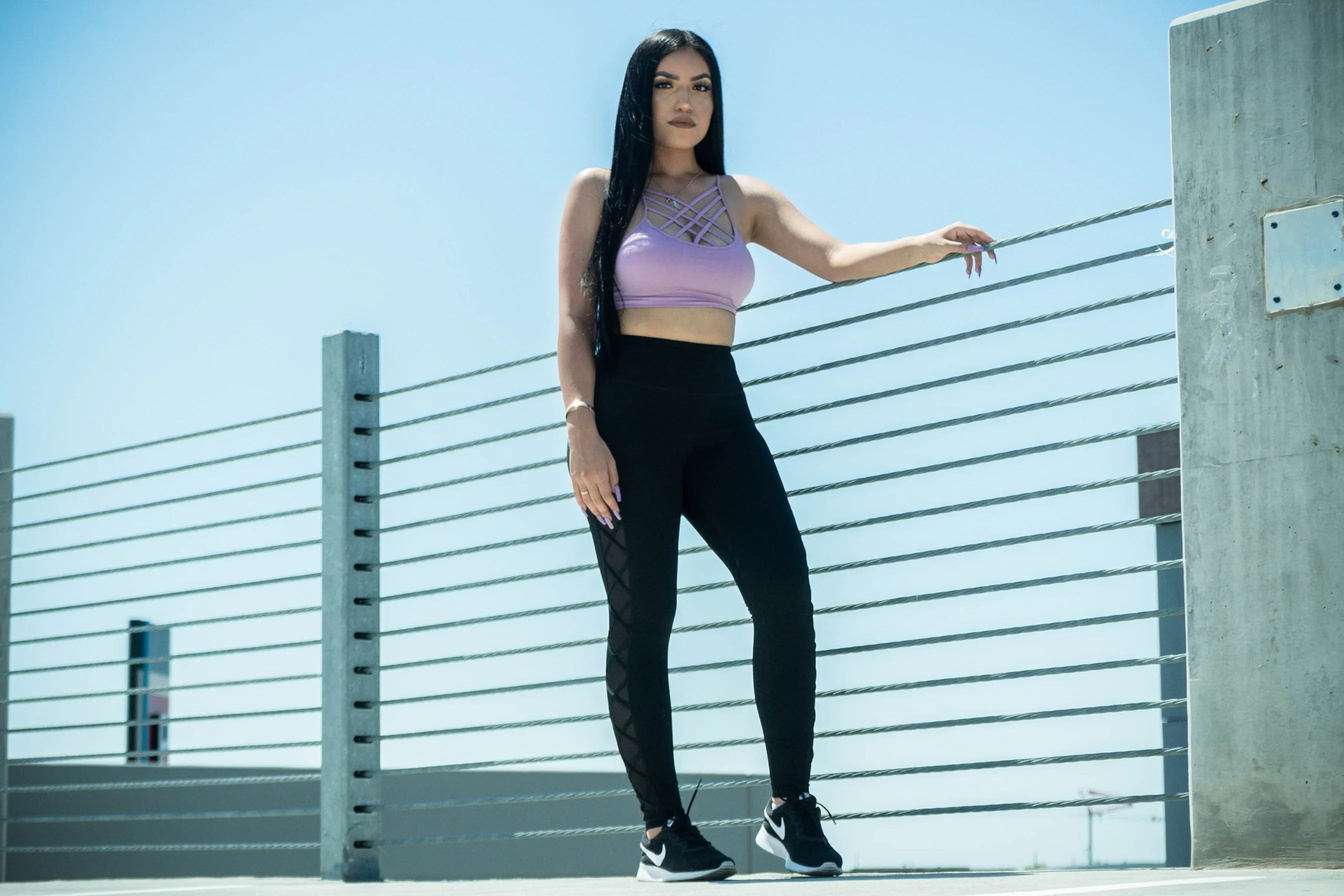 Lace-Up Mesh Side Workout Leggings