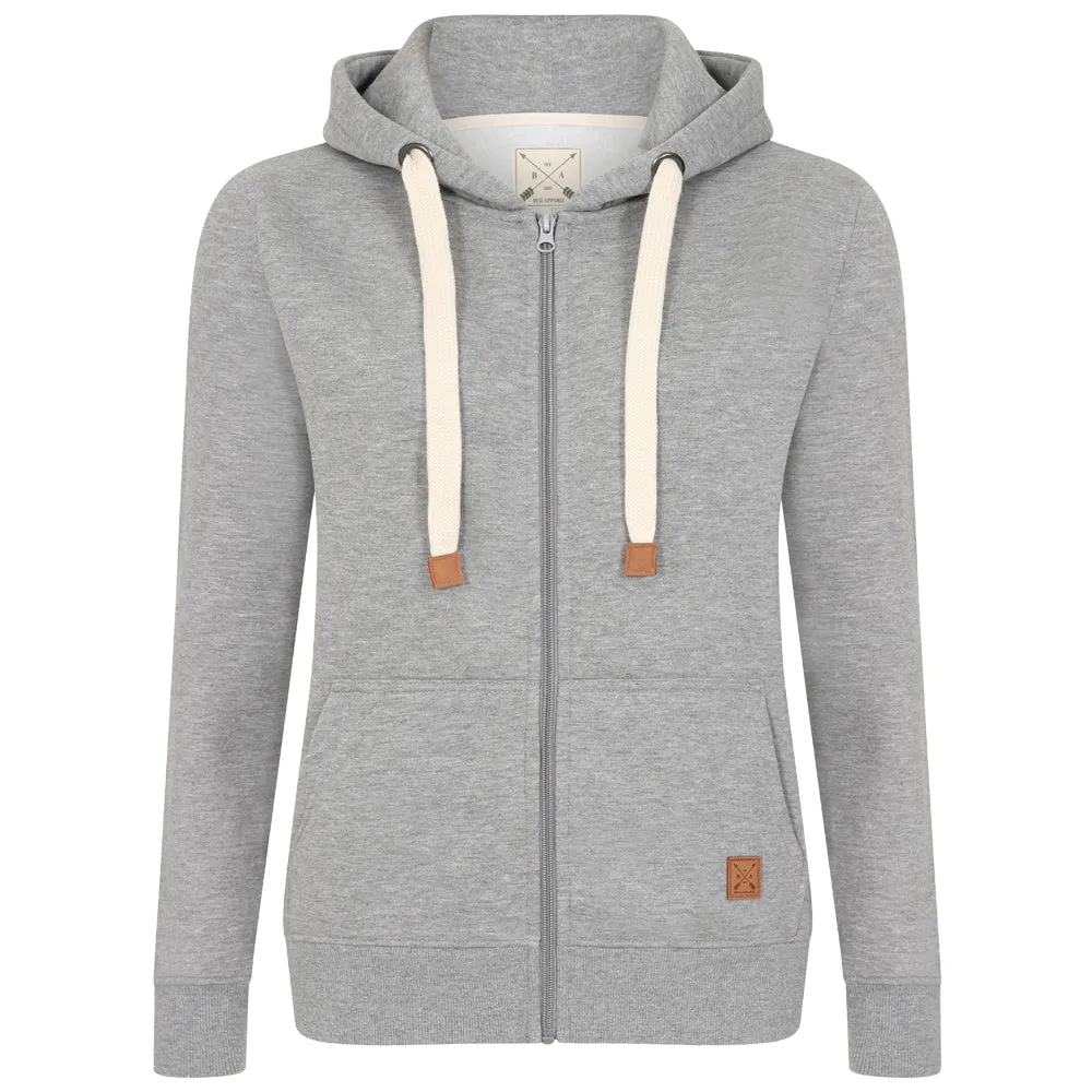 Ladies Fleece Lined Full Zip Hoodie - Charcoal