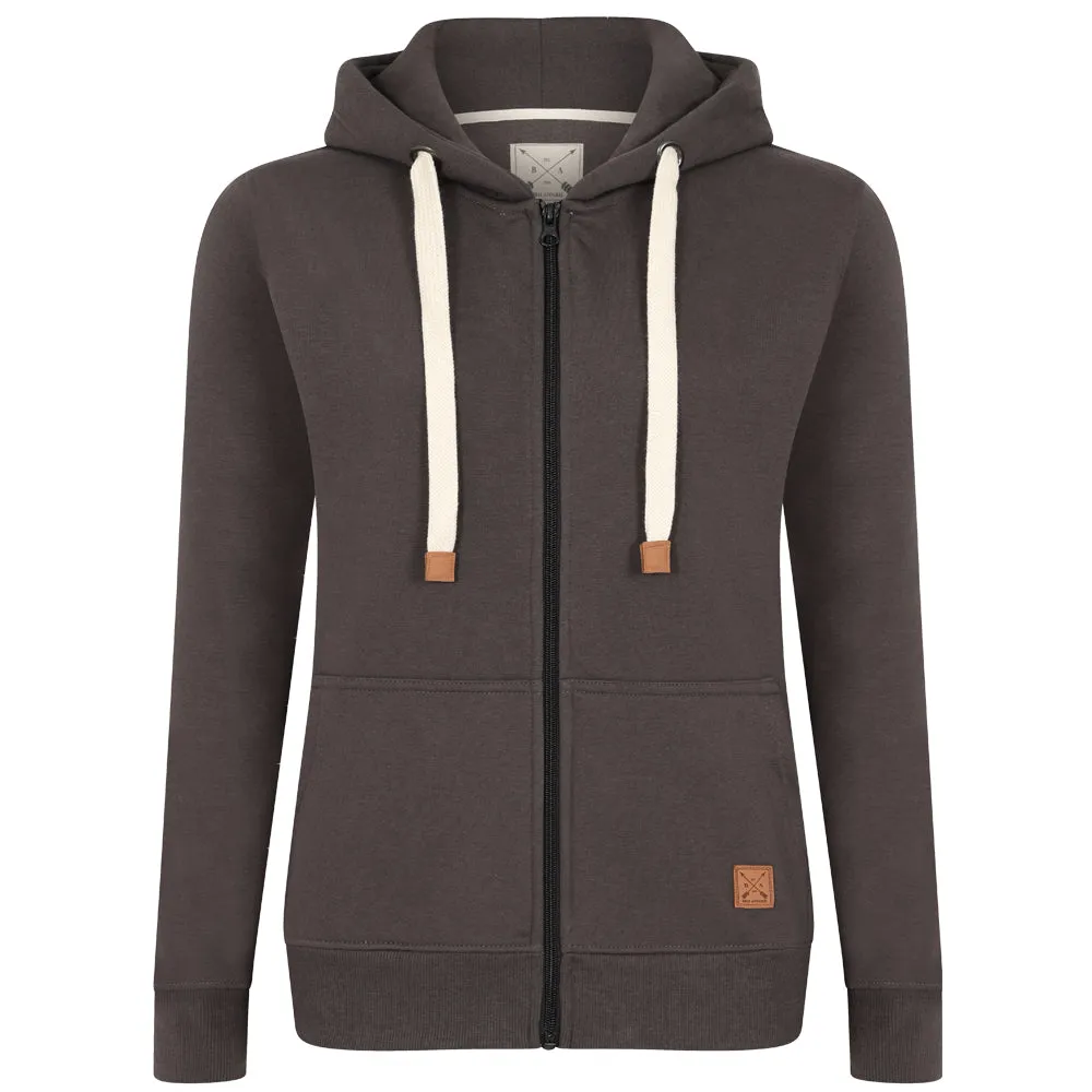 Ladies Fleece Lined Full Zip Hoodie - Charcoal