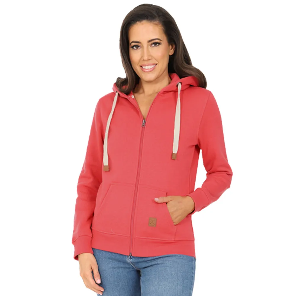 Ladies Fleece Lined Full Zip Hoodie - Coral