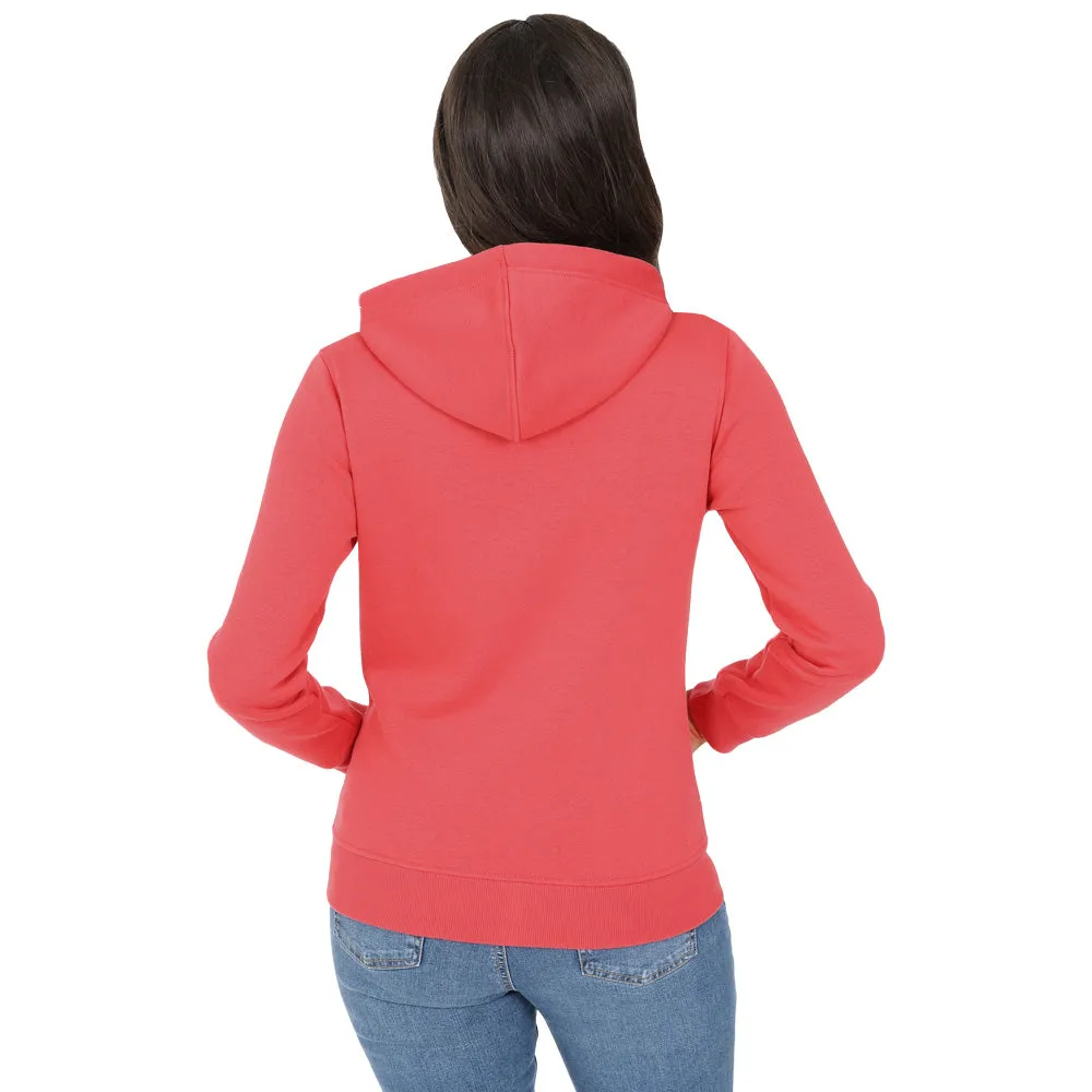 Ladies Fleece Lined Full Zip Hoodie - Coral