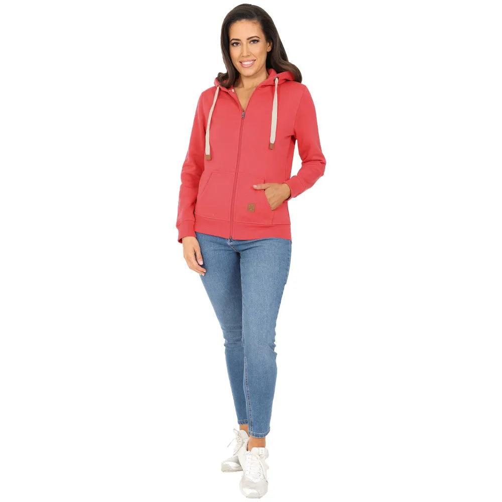 Ladies Fleece Lined Full Zip Hoodie - Coral