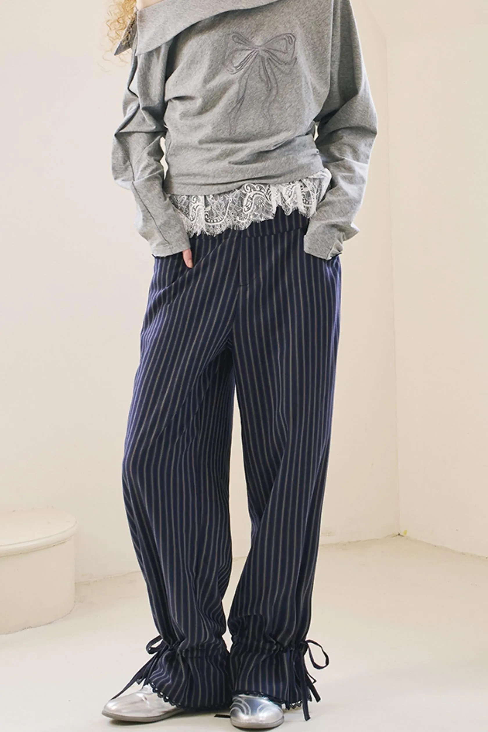 Layered Lace Casual Suit Pants
