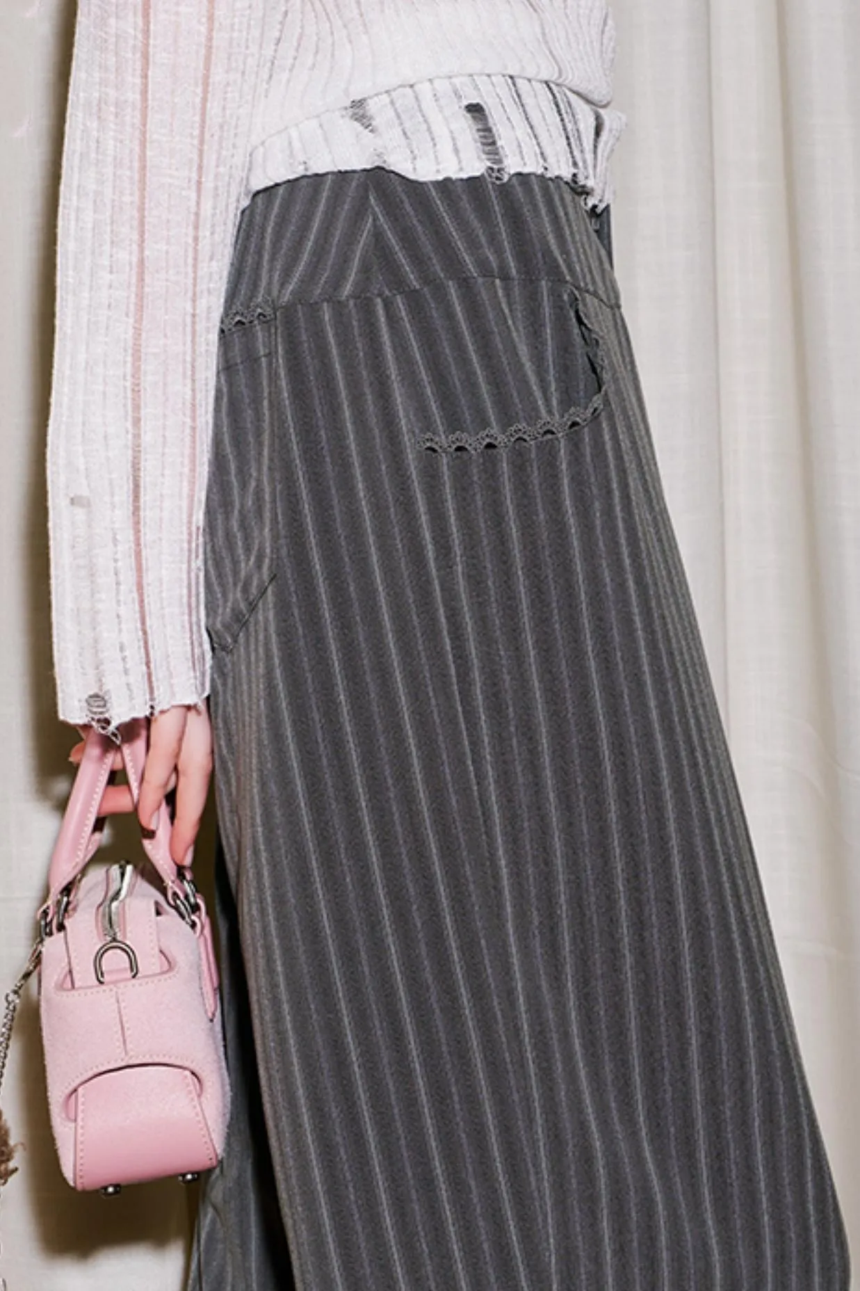 Layered Lace Casual Suit Pants